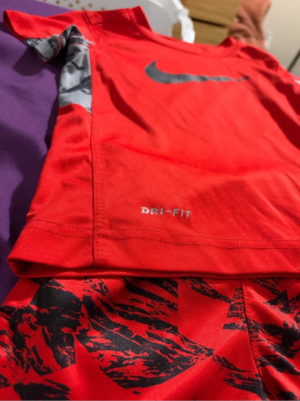 Nike Red and Black Youth Dri-FIT Tee & Printed Shorts Set - Picture 4 of 7